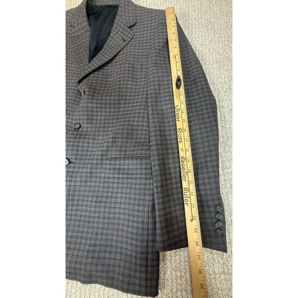 Burberry London Kensington 44L Blue Grey Plaid Linen Wool Linen 3 Button Blazer - Picture 13 of 15